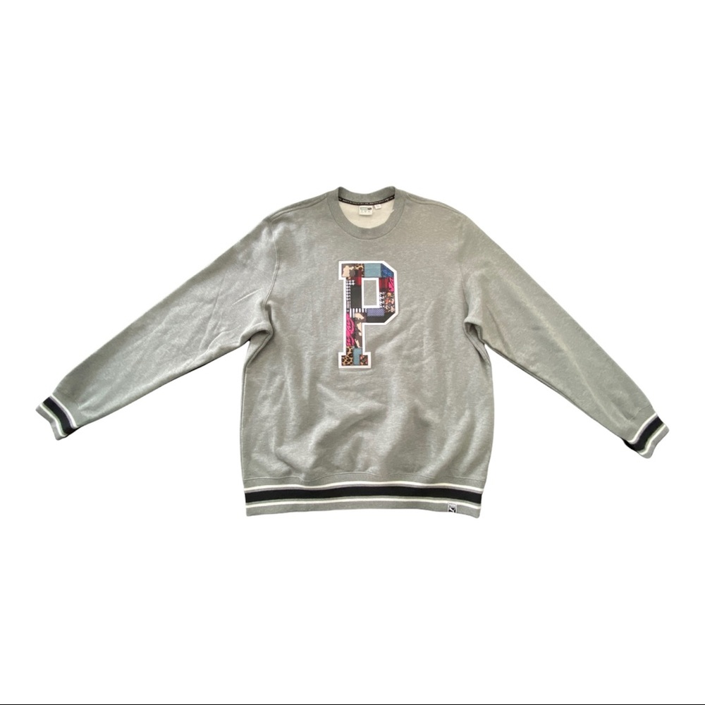 Puma Culture Clash Gray Crewneck Pullover Sweatshirt Mens Large L Medium Graphic
